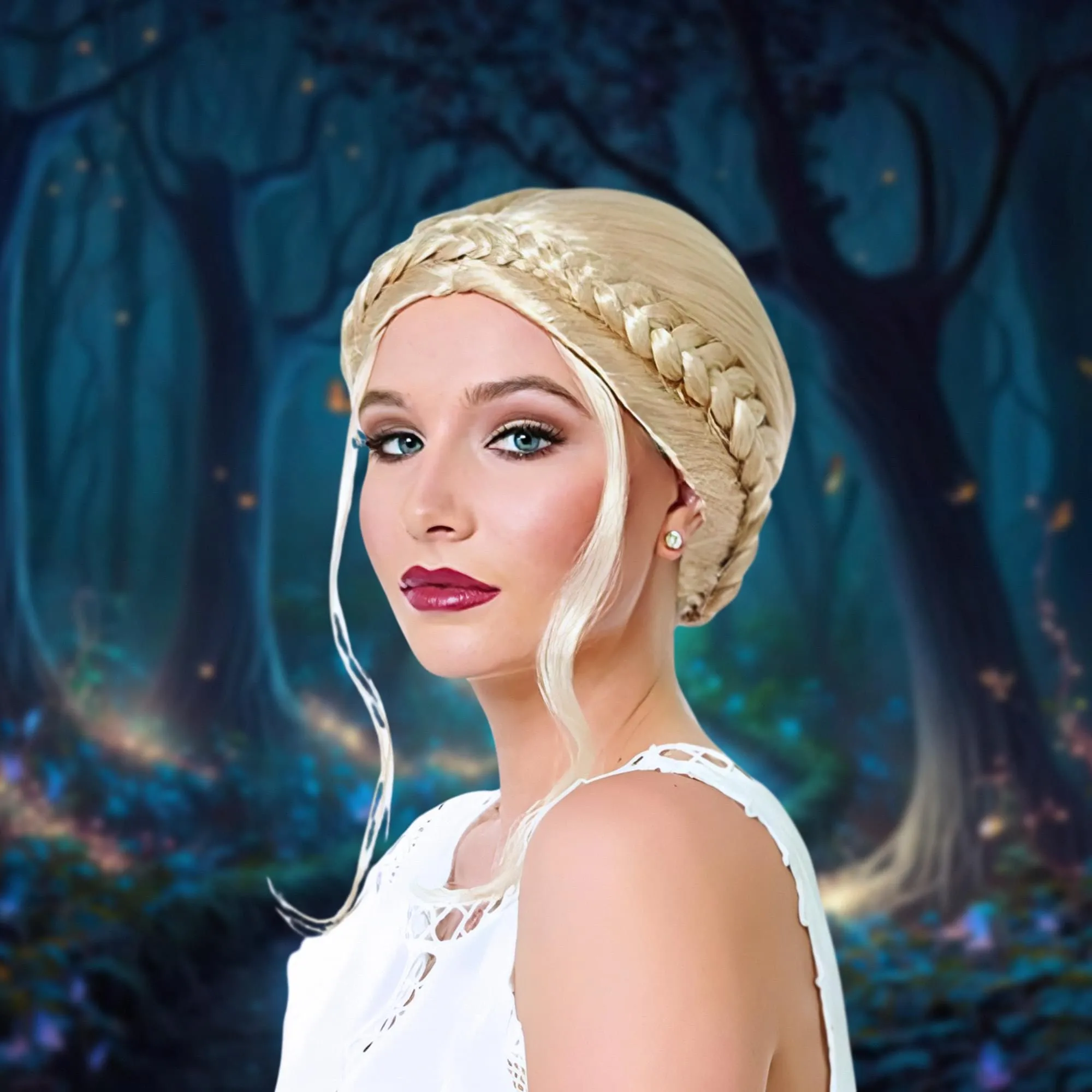 Milkmaid Braided Blonde Adult Costume Wig